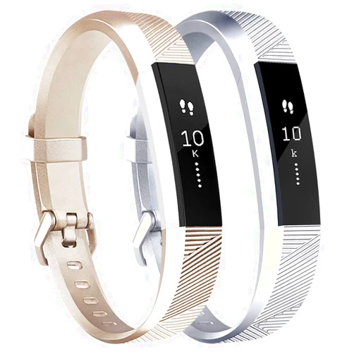 Tobfit Waterproof Sport Bands Compatible with Fit bit Alta/Alta HR/Ace, Soft TPU Replacement WristBands, Large, Champagne Gold/Silver