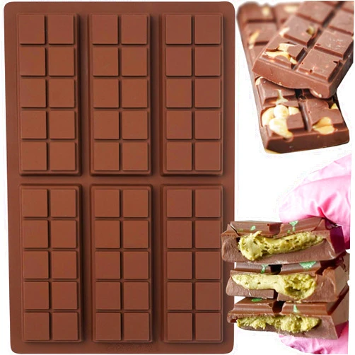 HKNMTT Chocolate Bar Molds, Silicone Snap Bars Making Set, Break Apart Wax Melt Mould, Easy Release Soy Candle Mould Rectangle Durable Non-Stick for Protein and Energy Soap Home DIY Handmade Gifts