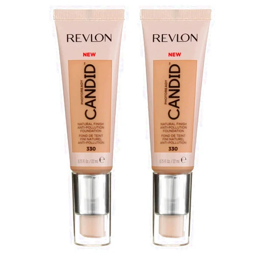 Revlon Pack of 2 Revlon PhotoReady Candid Natural Anti-Pollution Finish Foundation, Light Honey 330