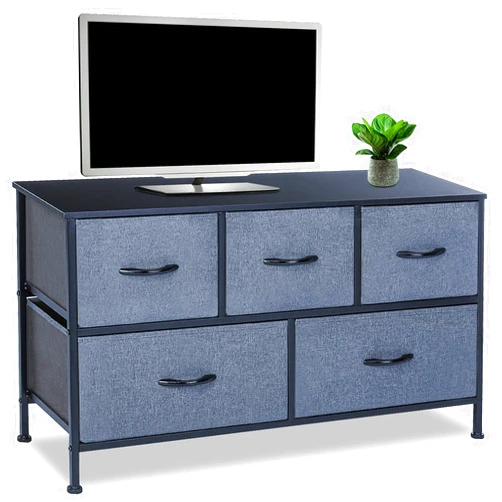 TOOCAPRO Short Fabric Dresser with 5 Drawers Dresser Organizer Large Capacity for Living Room Bedroom Closet Nursery Easy Pull Put Wooden Handles 39” 12” 22“