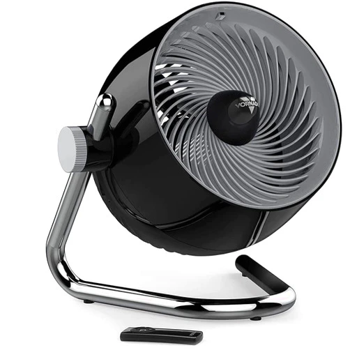 Vornado Pivot6 Whole Room Air Circulator Fan with 4 Speeds, Remote Control, Rotating Axis, Black
