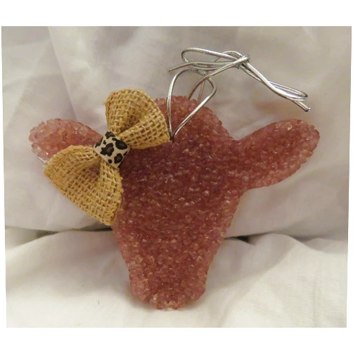 Syles By Tiff Styles By Tiff Mahogany Teakwood car freshie (Cow Head with Burlap and Leopard Bow)