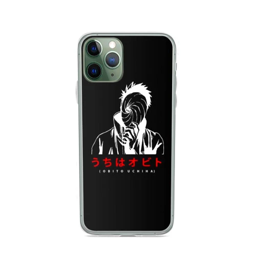 Generic Obito Shinobi Ninjaminimalist Illustration Phone Case Compatible with iPhone 15 14 13 12 11 X Xs Xr 8 7 6 6s Plus Pro Max Transparent