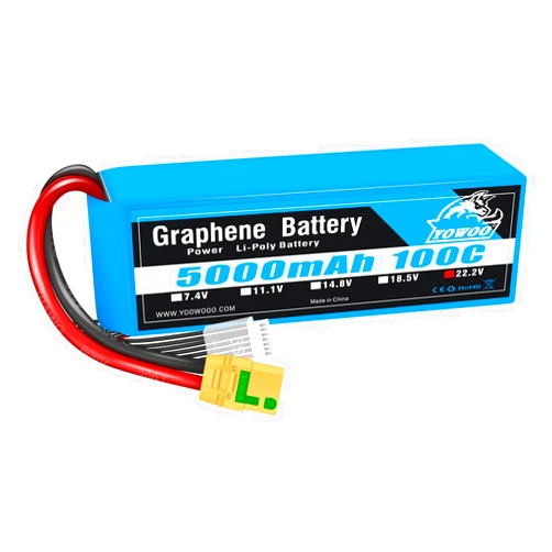 YoWoo Power Yowoo Graphene Battery 6S 22.2V 5000mAh 100C with Amass XT90S Anti-Spark Connector Lipo Battery for Mikado LOGO500 Align T-REX 550 600E 700E GAUI X5 Outrage 550 Hirobo SDX Multirotors EDF Jets