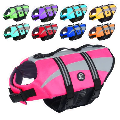 EMUST Dog Life Jacket, Ripstop Large Dog Life Vests Swimsuit for Boating/Swimming/Pool with Double Rescue Handles, Dog Water Vest for Large Dogs,Pink, XXL
