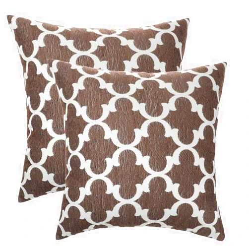 STARSCITY Set of 2 Square Decorative Throw Pillow Cases 100% Cotton Soft Microfiber Outdoor Cushion Covers 18 X 18 for Sofa Bedroom Throw Cushion Cover (Brown, 18x18 inches)