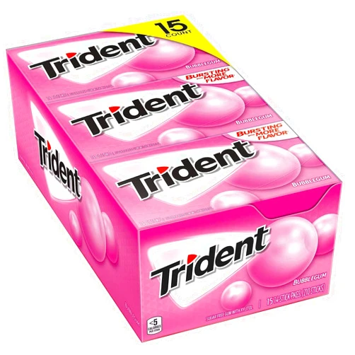 Trident Bubble Gum Sugar Free Gum 30/14 Piece Packs Total 420 Sticks