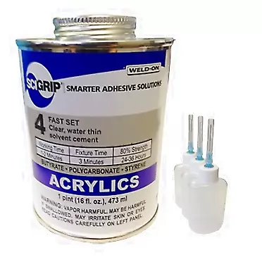 IPS - Weld-on Weld-On 4 Acrylic Adhesive - Pint and 3 Pack of Weld-On Applicator Bottle with Needle