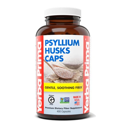 Yerba Prima Psyllium Husks Caps, 625 mg, 400 Capsules - Natural Fiber for Men and Women - Regularity Support Supplement