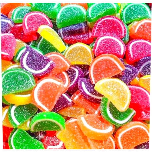TwistedTreatz Fruit Slices Candy – Juicy, Soft, Sugar-Coated Jelly – Made in USA – Vegan, Gluten-Free, Allergen-Free – 4oz Sampler / 8oz / 1 lb / 2 lb Mylar Bag – Old-Fashioned Gourmet Fruit Candy (4oz Sampler, Assorted)