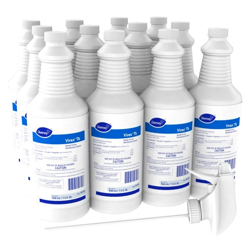 VIREX Diversey 04743 Tb Disinfectant Cleaner, Hospital Strength Tuberculocidal, Virucide, Fungicide with Lemon Scent, Ready-to-Use Spray, 32-Ounce (Pack of 12)