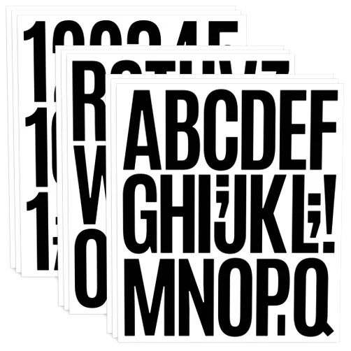 PartyGarden 9 Sheet Large Letter Stickers - 3 Inch Black Vinyl Self Adhesive Alphabet Number Stickers Stick On Letters for Arts Crafts Outdoor Sign Wall Mailbox Windows Doors Car Poster Board (Black, 3 Inch)