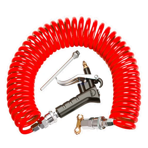 Boeray Heavy Duty Truck Air Duster Blow Gun Cleaning with 9 Meter Long Coil and 2 interchangeable nozzle tips- Red Air Seat Blow Gun Kit