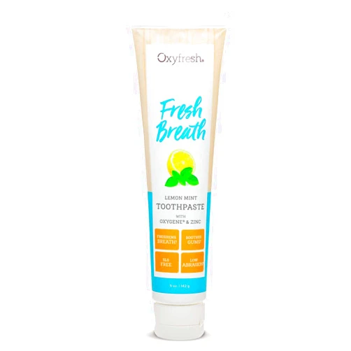 Oxyfresh Maximum Fresh Breath Lemon Mint Toothpaste - Clean Teeth & Fresh Breath - Natural Essential Oils & Natural Xylitol to Help Fight Tartar - SLS & Fluoride Free - 5 oz