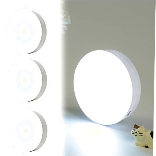Najoane 3 Pcs Motion Sensor Lights Indoor, Cordless Battery-Powered LED Night Light, Stick-Anywhere Closet Light, LED Puck Lights for Hallway, Bathroom, Bedroom, Kitchen (White)