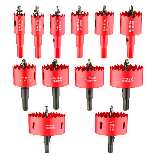Dashap 12PCS Bi-Metal Carbide Hole Saw Kit with Drill Bits for Thin Metal and Wood,Cutting Diameter 45/64'' to 2-15/16'',for Gerneral Purpose