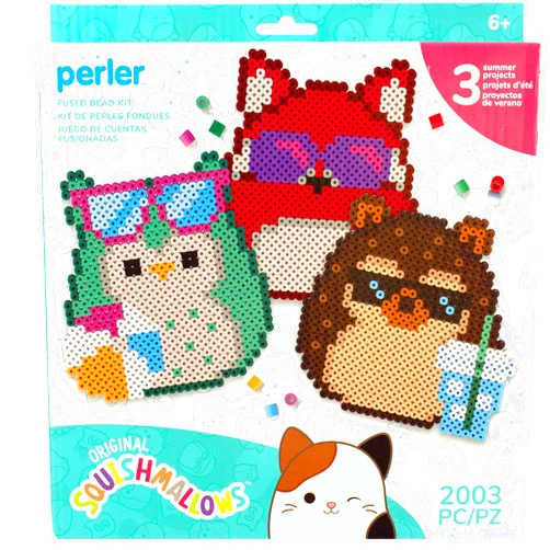 Perler 80-57134 Squishmallows Fused Bead Activity Kit with 3 Unique Projects, Sizes Vary, Multicolor, 2003 Pieces