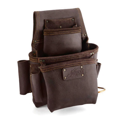 OX Tools Pro Oil Tanned Leather Right-Handed Fastener Bag | 3 Pouches, 6 Tool Pockets & Reinforced Belt Loop