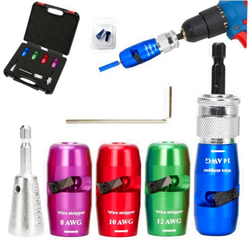 DUTEGAO Wire Stripper Tool,Wire Stripping Tool,Wire Stripping And Twisting Tool,Wire Twister Tool For Drill,Electrical Tools,US AWG8/10/12/14 Cable Quick Stripping (1Set AWG8/10/12/14)