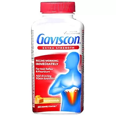 Gaviscon Extra Strength Butterscotch Antacid Tablets 60 Count