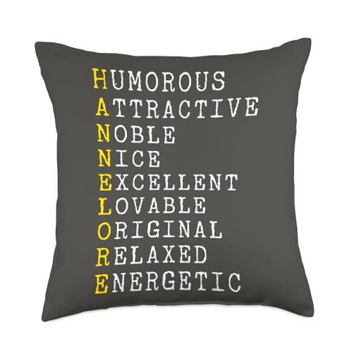 CQ First Name Hannelore Design for Women and Men Hannelore Personalized, Hannelore Name, Girl Woman Throw Pillow