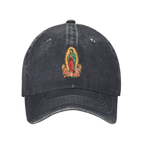 Rqwaaed Holly Mary Blessed Virgin Mary Our Lady of Guadalupe Mother of God Hat Adjustable Baseball Cap Dad Cap Unisex Hat Black