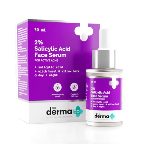 The Derma Co 2% Salicylic Acid Serum for Active Acne | Helps Reduces Acne Marks & Blackheads | Removes Excess Oil & Unclog Pores | Suits All Skin Types | 1.01 Fl Oz/30ml