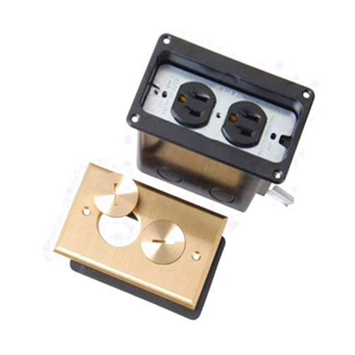 Pass & Seymour Legrand Pass & Seymour FB1TRDRB Floor Box Assembly for Wood Floors with 15 Amp Tamper Resistant Receptacle Outlet, 1 Gang, Brass (1 Count)