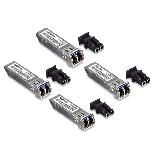 TRENDnet SFP Single-Mode LC Module 4-Pack, TEG-MGBS10/4, For Single Mode Fiber, Distances up to 10km(6.2 Miles), Gigabit SFP, Supports Up to 1.25Gbps, IEEE 802.3z Gigabit Ethernet, Lifetime Protection