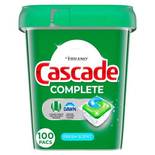 Cascade Complete Dishwasher Pods, Dishwasher Detergent, Dish Detergent Tab Tablets, Fresh, 100 Count