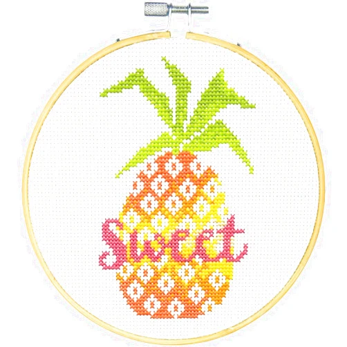 Dimensions Learn-A-Craft Sweet Pineapple Counted Cross Stitch Kit for Beginners, 6''