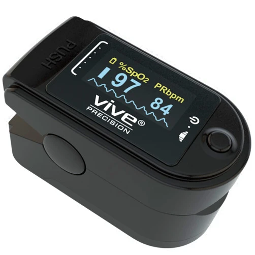 Vive Precision Pulse Oximeter - Oxygen Monitor Fingertip, Heart Rate Medical Grade Sensor LED Display - Accurate Finger Meter For Saturation SpO2, Lanyard & Batteries Included - FSA/HSA Approved
