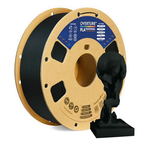 OVERTURE PLA Plus (PLA+) Filament 1.75mm PLA Professional Toughness Enhanced PLA Roll, Cardboard Spool, Premium PLA 1kg(2.2lbs), Dimensional Accuracy Probability +/- 0.02mm (Black)