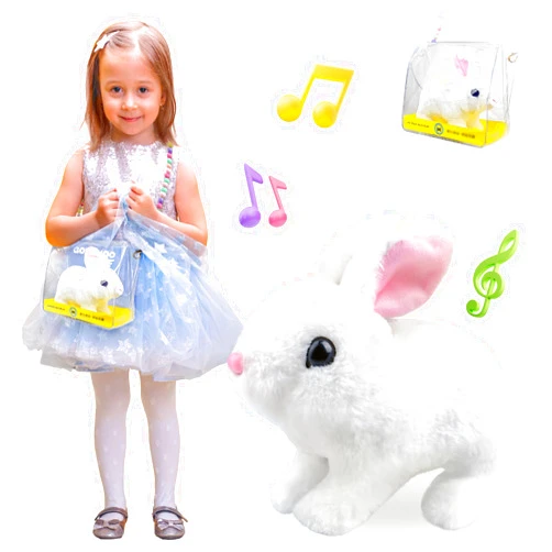 SMILESSKIDDO Electronic Jumping Rabbit for Girls - Hopping Bunny Toys with Wiggle Ears, Twitch Nose and Portable Bag, Interactive Pet Gifts for Toddlers 3 4 5 6