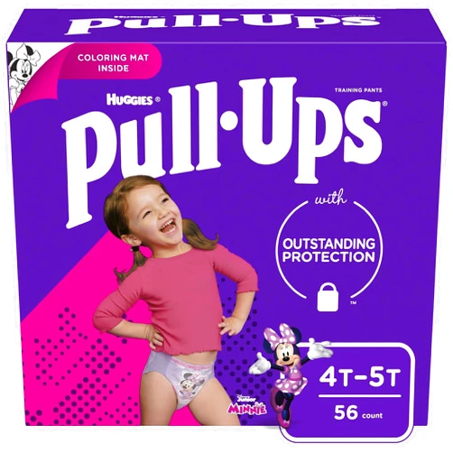 Pull-Ups Learning Designs Training Pants for Girls, 4T-5T (38-50 lbs.), 56 Count, Toddler Potty Training Underwear, Packaging May Vary