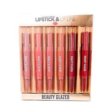 Beauty Searcher 6Pcs Lipstick and Lip Liner Set, 2-in-1 Double Head Lipstick & Liner, Matte Velvety Nude Long Lasting Waterproof Lip Gloss Lip Pen Lip Color Makeup Gift Set for Women and Girls