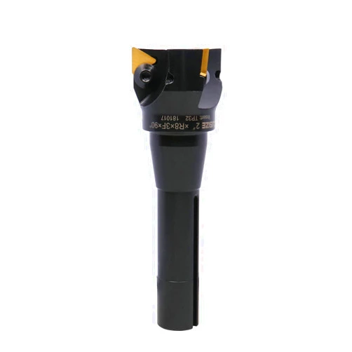 Accusize Industrial Tools 2'' Carbide Indexable End Mill, R8 Shank, with 3 Pc Tpg 322 Inserts, 0046-0916