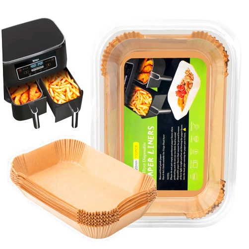 MooManGoo Air Fryer Disposable Liners ， Air Fryer Liners Rectangle 8.6x 5.5'', Air fryer Parchment Paper Liners, Air Fryer Accessories Baking Paper (100)