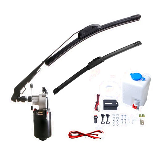 SCHRION 12V Electric Motor UTV Windshield Bottle Washer Kit Fits Polaris Ranger RZR General Golf Cart Tractor Can Am Commander UTV Windshield Wiper Washer Turbo Pump Kit 90 Degree Motor 2 Blades