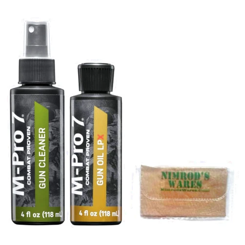 Nimrod's Wares M-Pro 7 Gun Cleaner 4oz + Gun Oil w/LPX 4oz Microfiber Cloth