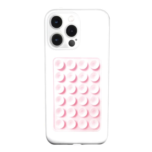 LvShuLiangPin Silicone Suction Phone Case Mount, Silicon Adhesive Phone Accessory for Smartphones, Hands-Free Mirror Shower Phone Holder for Selfies, Tiktok Videos (Light Pink)