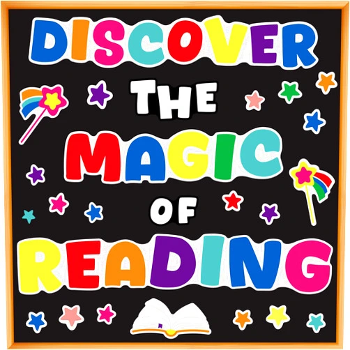 gisgfim Classroom Bulletin Board Decoration Set Wall Door Decor Colorful Reading Classroom Decorations for Kindergarten Preschool Elementary Middle School(Discover The Magic of Reading)