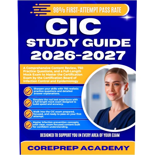 COREPREP ACADEMY CIC STUDY GUIDE 2026-2027: A Comprehensive Content Review, 750 Practice Questions, and a Full-Length Mock Exam to Master the Certification Exam by the ... Board of Infection Control and Epidemiology