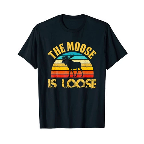 Cat Lover Christmas Shirts Retro Vintage Moose Is Loose Funny Moose Lover Gift T-Shirt