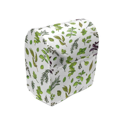 Ambesonne Mint Stand Mixer Cover, Culinary Herbs Cooking Ingredient Sage Thyme Oregano Pepper Parsley, Kitchen Appliance Organizer Bag Cover with a Pocket, 6-8 Quarts, Olive Green