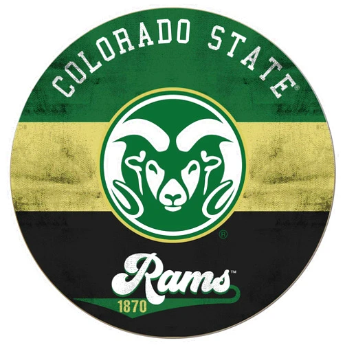 KH Sports Fan CSU Fort Collins Rams Multi-Color Retro Circle Sign, 20x20 Inches, Rams Decor for Dorm, Fan Cave, Living Room; Display Your Team Spirit with This Colorado State-Ft. Collins Rams Wall Art