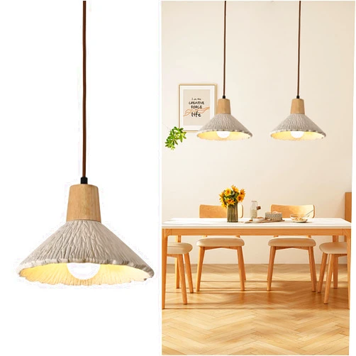 Mosueeard Pendant Lights Kitchen Island Wabi Sabi Lamp Flower Shaped Chandelier,Nordic Concrete Pendants Lamp, 15W Japanese Style Kitchen Hanging Lights with Adjustable Cord for Dining Room,Bedside,Hallway