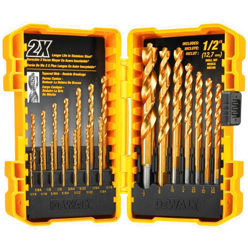 DEWALT Titanium Nitride Coated Drill Bit Set, Pilot Point, 21-Piece (DW1361)