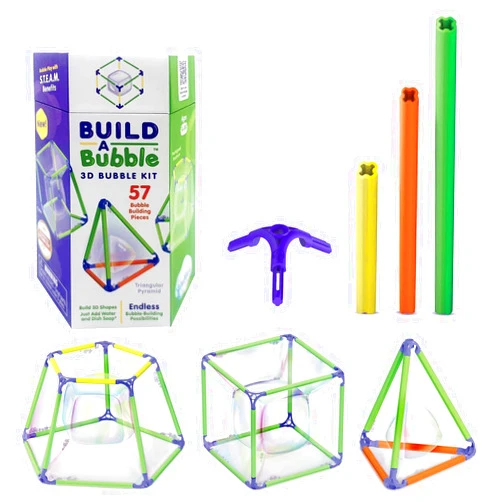 WOWMAZING Build A Bubble Montessori 3D Bubble Maker Kit for Kids 8 & Up – Fun-Filled, Easy-to-Use 57-Piece STEM Building Toys Kit– Indoor Educational STEAM Bubble Toys That Help with Your Child's Development