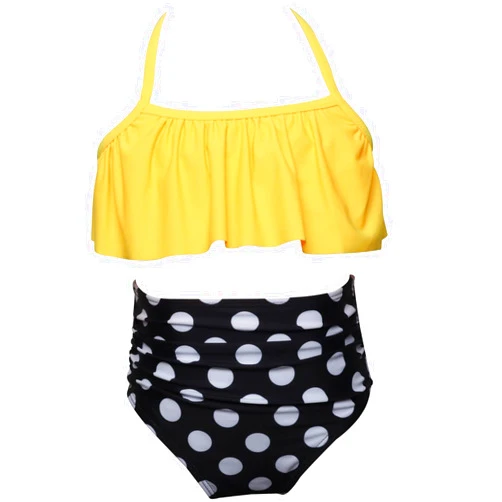 sfdgfhyf Beach Clothes for Kids Little Two Pieces Girls Ruffles Bikini Baby Wear Beach Floral Suit Bathing (Yellow, 10-12 Years)
